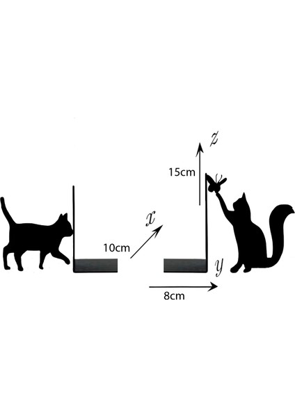 Metal Kitap Tutucu Yaramaz Kedi Figürlü Kitap Desteği, Dekoratif Kitaplık