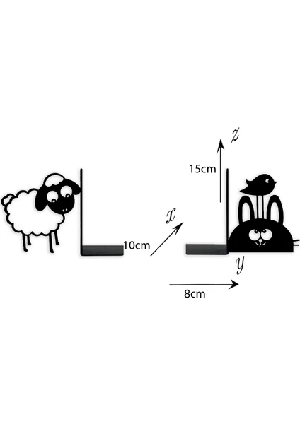 Hobi Demir Sanat Metal Kitap Tutucu Kuzu ve Tavşan Figürlü Kitap Desteği, Dekoratif Kitaplık