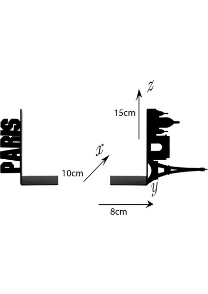 Metal Kitap Tutucu Paris Figürlü Kitap Desteği, Dekoratif Kitaplık