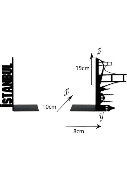 Metal Kitap Tutucu Istanbul Figürlü Kitap Desteği, Dekoratif Kitaplık