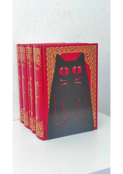 Kedi Model Kitap Tutacağı - Hediyelik, Estetik ve Dekoratif Kitap Tutucu ( 2li Set ) Siyah