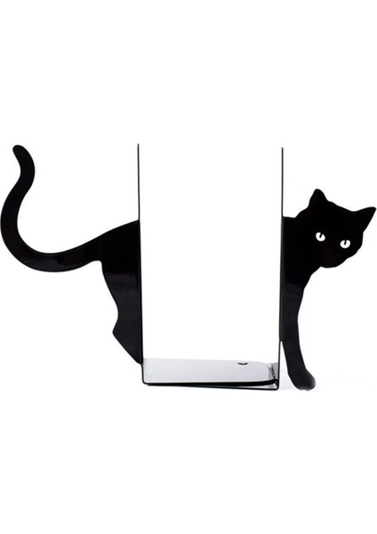Kedi Model Kitap Tutacağı - Hediyelik, Estetik ve Dekoratif Kitap Tutucu ( 2li Set ) Siyah
