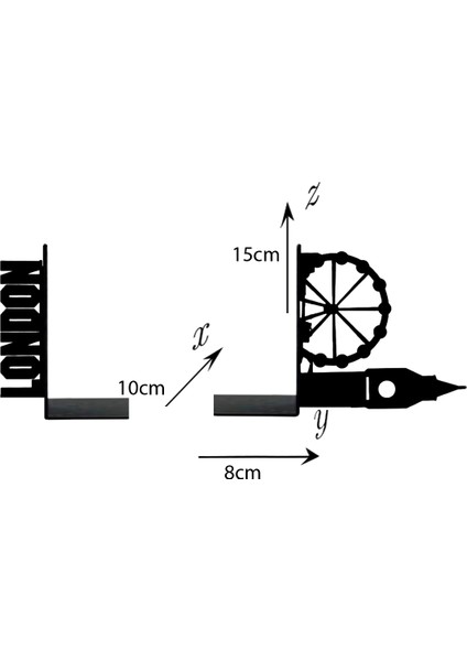 Metal Kitap Tutucu Londra Figürlü Kitap Desteği, Dekoratif Kitaplık