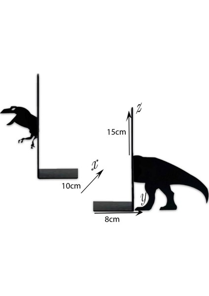 Metal Kitap Tutucu T-Rex Figürlü Kitap Desteği, Dekoratif Kitaplık