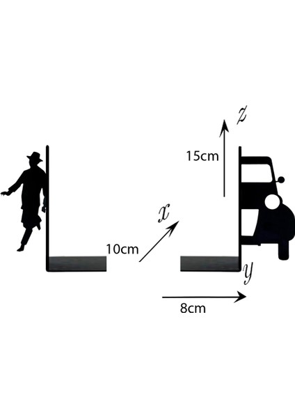 Metal Kitap Tutucu Mafya Bond, Araba Figürlü Kitap Desteği, Dekoratif Kitaplık