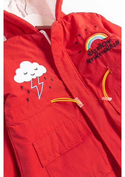 Gökkuşağı Işlemeli Peluş Astarlı Kız Çocuk Mont fırsatları