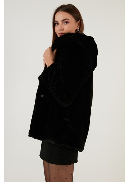 Kapüşonlu Yumuşak Tüylü Astarlı Dar Kesim Suni Kürk Bayan Kürk 6238066 fırsatları