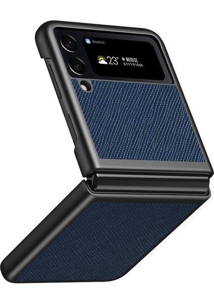 Samsung Galaxy Z Için Z Flip4 Çapraz Doku Tüm Dahil Şok Geçirmez Koruyucu Telefon Kılıfı (Mavi) (Yurt Dışından)