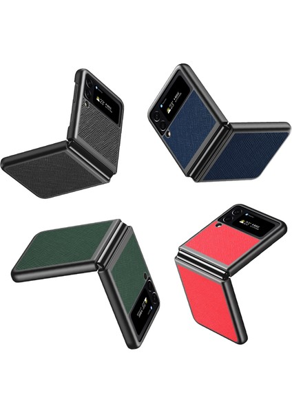 Samsung Galaxy Z Için Z Flip4 Çapraz Doku Tüm Dahil Şok Geçirmez Koruyucu Telefon Kılıfı (Mavi) (Yurt Dışından) fiyatları