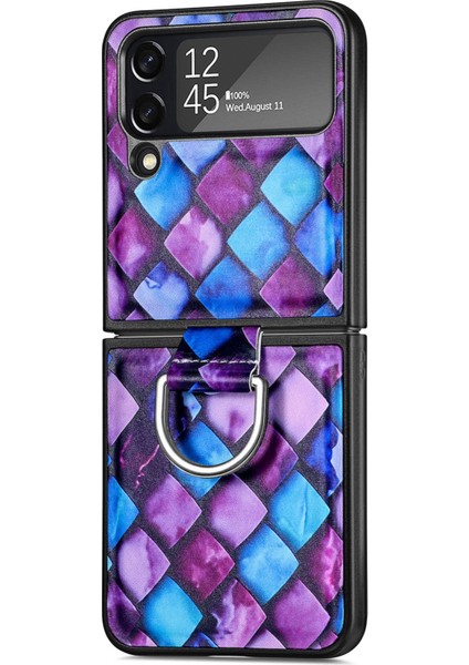 Samsung Galaxy Z Flip4 Için Junsunmay Renk Boyama Yüzüğü Katlanır Telefon Kılıfı (Mor) (Yurt Dışından)