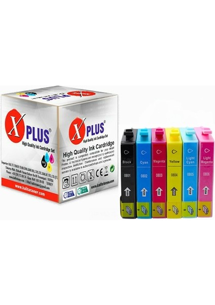 Xplus® Stylus Photo PX660 Uyumlu 6 Renk Muadil Kartuş Seti T0801-T0802-T0803-T0804-T0805-T0809