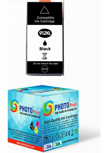 912XL-917XL 3YL84AE HP Officejet Pro 8023 All-In-One Siyah Muadil Kartuş 1.500 Sayfa Chipli