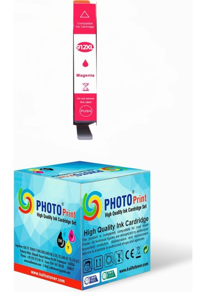 912XL-917XL 3YL82AE HP Officejet Pro 8024 All-In-One Kırmızı Muadil Kartuş 825 Sayfa Chipli