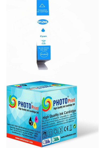 912XL-917XL 3YL81AE HP Officejet Pro 8024E All-In-One Mavi Muadil Kartuş 825 Sayfa Chipli