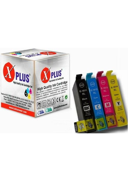 Xplus® Epson Expression Home XP-205 Muadil Kartuş Set 4 Renk Takım 18XL T1811-1814XL