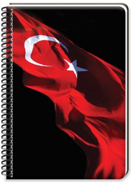 Bayrak 17 x 24 cm 120 Yaprak Kareli Sert Kapak Spiralli Defter