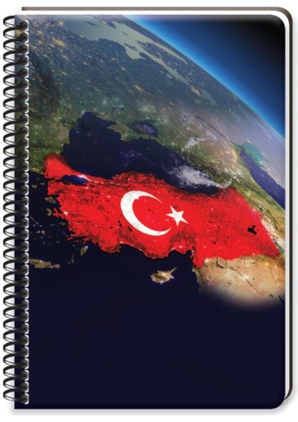 Bayrak 17 x 24 cm 120 Yaprak Kareli Sert Kapak Spiralli Defter