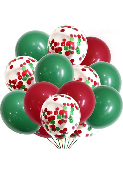 2 Adet Noel Kırmızı Yeşil Konfeti Balon Seti Mutlu Noeller Partisi Dekorasyonları (Yurt Dışından)