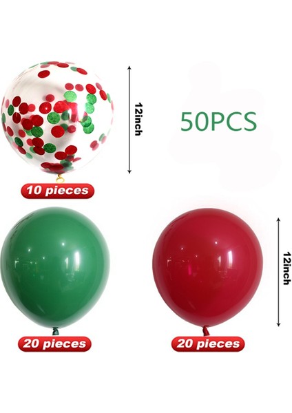 2 Adet Noel Kırmızı Yeşil Konfeti Balon Seti Mutlu Noeller Partisi Dekorasyonları (Yurt Dışından)
