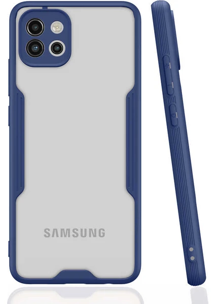 Case 4U Galaxy A03 Kılıf Kamera Korumalı Ultra Ince Buzlu Mat Renkli Parfe Silikon Kapak Lacivert