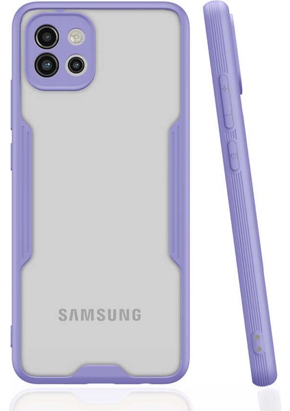 Galaxy A03 Kılıf Kamera Korumalı Ultra Ince Buzlu Mat Renkli Parfe Silikon Kapak Lila