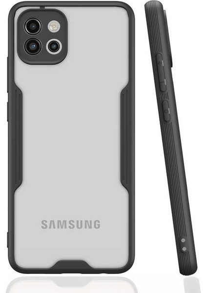 Case 4U Galaxy A03 Kılıf Kamera Korumalı Ultra Ince Buzlu Mat Renkli Parfe Silikon Kapak Siyah