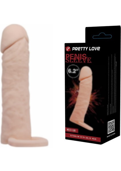Pretty Love 4 cm Dolgulu Realistik Uzatmalı Penis Kılıfı Dildo Ten Rengi Penis