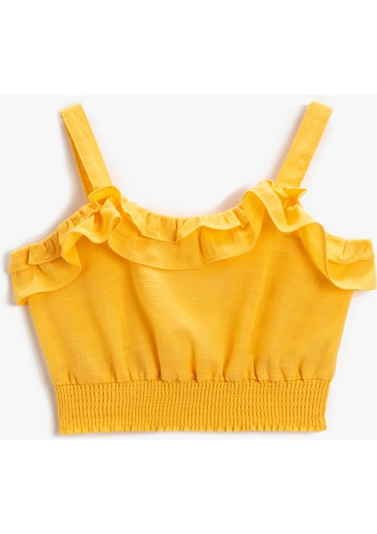 Crop Üst Fırfırlı Askılı Pamuklu