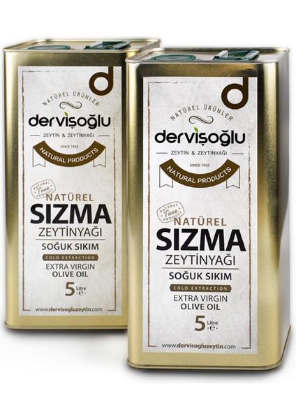 Natürel Soğuk Sıkım Sızma Zeytinyağı 2 x 5 lt