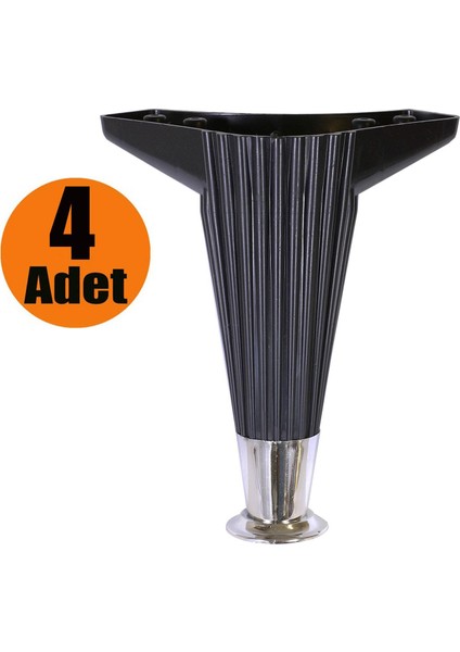 Mobilya Kanepe Masa Sehpa Ayağı Baza Ayak Siyah 17 cm (4 Adet)