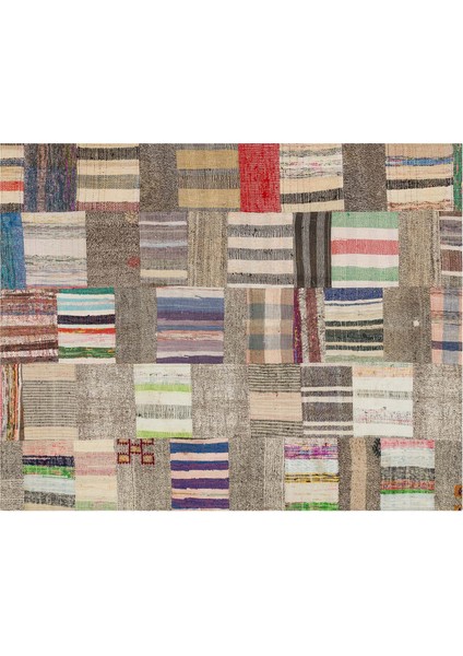 Eşsiz 100% Yün El Dokuma Patchwork Halı 146 x 182 cm 6114 fiyatları