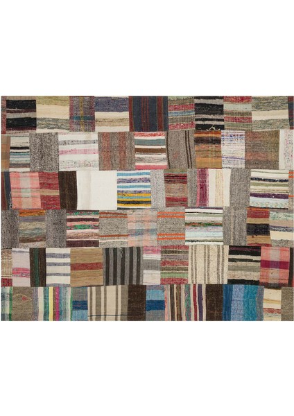 Eskitme El Dokuma Patchwork Halı 170 x 222 cm 6119