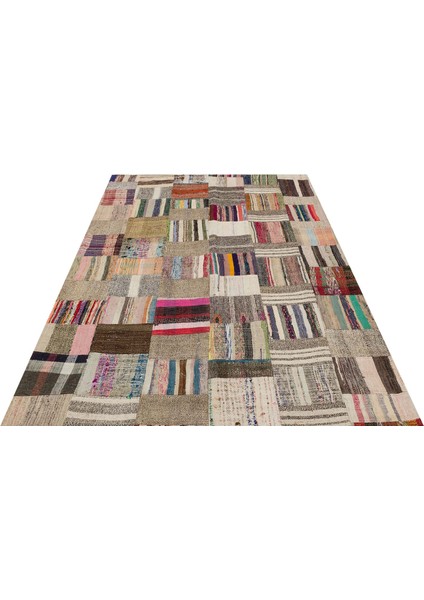 Eşsiz Anadolu Patchwork Eskitme El Dokuma Halı 170 x 222 cm 6122