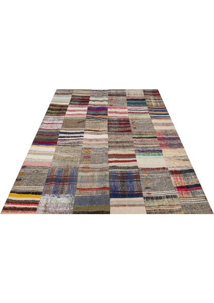 Klasik Modern Patchwork Eskitme El Dokuma Halı 170 x 230 cm 6138