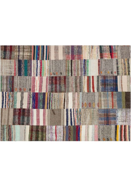 Klasik Modern Patchwork Eskitme El Dokuma Halı 170 x 230 cm 6138