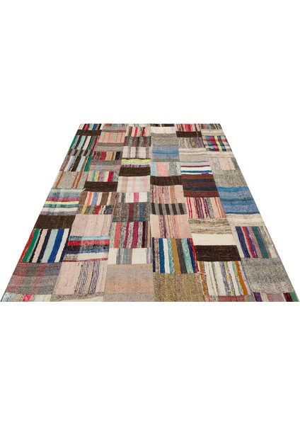 Eşsiz Anadolu Patchwork Eskitme El Dokuma Halı 167 x 220 cm 6148