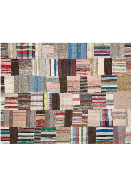 Eşsiz Anadolu Patchwork Eskitme El Dokuma Halı 167 x 220 cm 6148