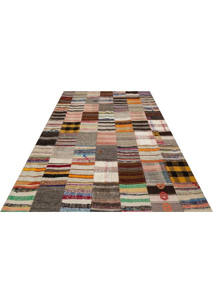 Klasik Modern Patchwork Eskitme El Dokuma Halı 203 x 303 cm 6153