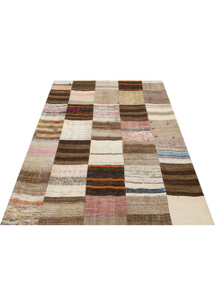 Eşsiz Anadolu Patchwork Eskitme El Dokuma Halı 140 x 203 cm 6161