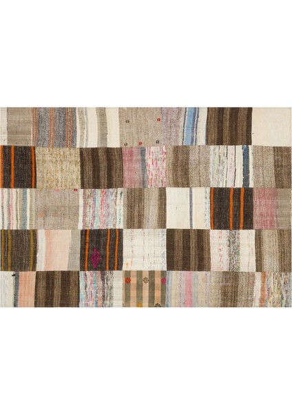 Eşsiz Anadolu Patchwork Eskitme El Dokuma Halı 140 x 203 cm 6161