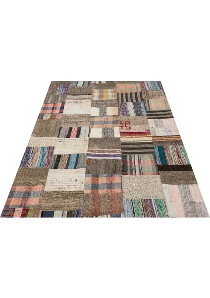Klasik Modern Patchwork Eskitme El Dokuma Halı 141 x 197 cm 6162