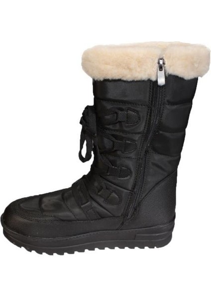 Yazkış Kadın Siyah Içi Polar Termo Kaymaz Taban Yandan Fermuarlı Kar Botu modelleri