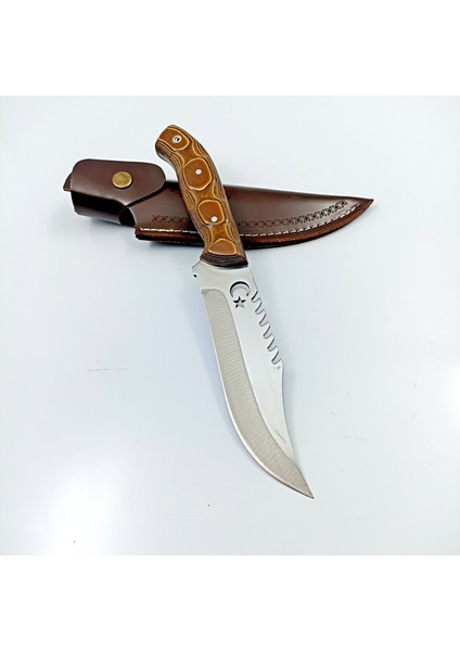 Verzalit Kabzeli Ay Yıldız Motifli Outdoor Bıçak ,bushcraft Av Bıçağı , Erkek Arkadaşa Kişiselleştirilebilir Hediye modelleri