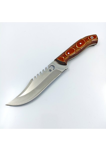 Verzalit Kabzeli Ay Yıldız Motifli Outdoor Bıçak ,bushcraft Av Bıçağı , Erkek Arkadaşa Kişiselleştirilebilir Hediye indirimleri