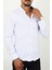Slim Fit Desenli Beyaz Renk Erkek Gömlek 2