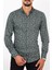 Slim Fit Desenli Yeşil Renk Erkek Gömlek 1