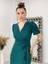 Ithal Simli Kumaş Kuşak Detaylı Midiboy Elbise - Zümrüt Yeşil 3