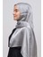 Janjan Parlak Saten Dokulu Tesettür Abiye Şifon Şal-Gri 2