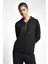 Siyah Kadın Fermuarlı Kapüşonlu Sweatshirt 22N-2123 1