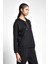 Siyah Kadın Fermuarlı Kapüşonlu Sweatshirt 22N-2123 2